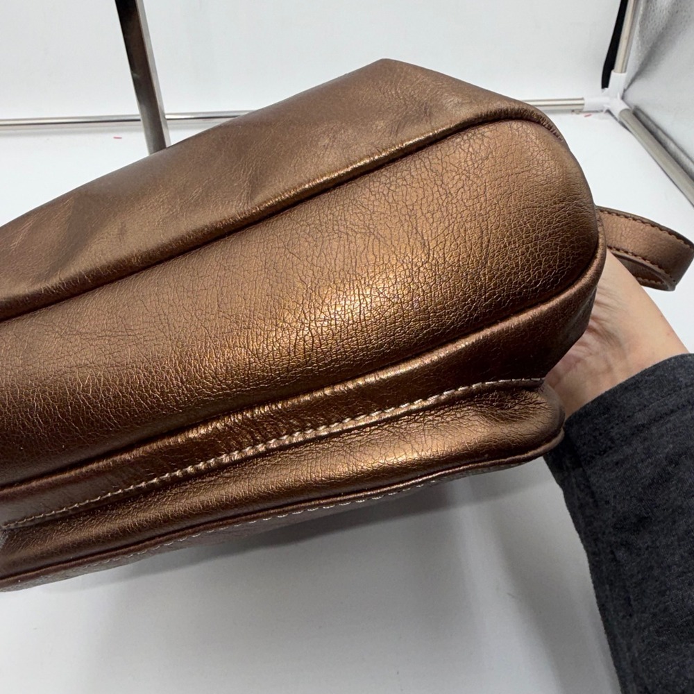 Gianni Bernini Metallic Bronze Leather Crossbody Shoulder Bag Purse - Picture 11 of 16